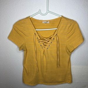 Yellow&White Cropped Shirt